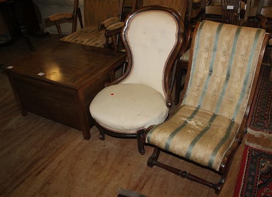 Victorian scroll frame chair and sewing chair